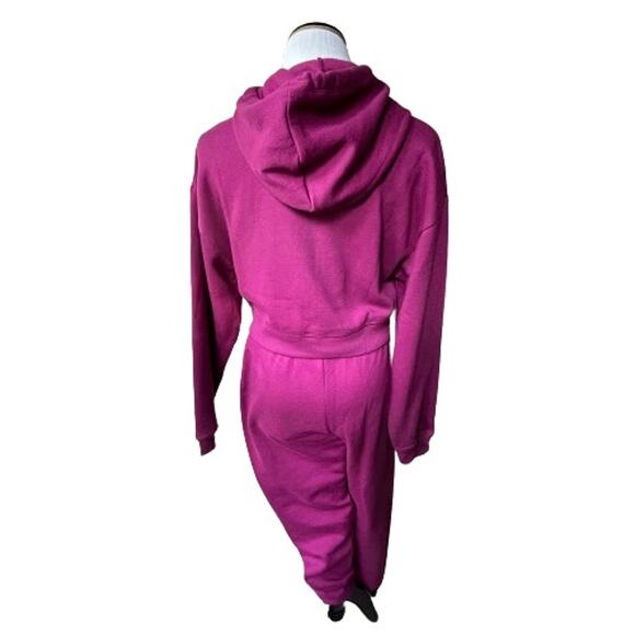 NWT Victoria’s Secret PINK Vivid Magenta Fleece Cropped Hoodie & Jogger. Size XS - Picture 8 of 10